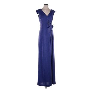 JS Collections 2 Blue Purple Shimmer Wrap Gown | Sleeveless V-Neck | NWOT